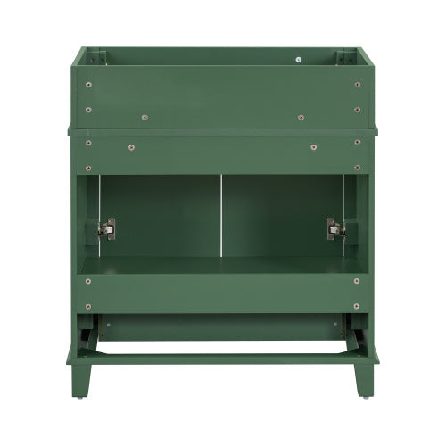 30'' Bathroom Vanity Without Top,Solid Wood Frame Bathroom Storage Cabinet With Soft Closing Doors,Frame Bathroom Storage Cabinet Only, Retro Style, Green