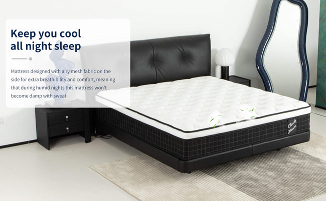 12 Inch Hybrid Mattress Individual Pocket Spring Memory Foam Cool Knitted Cover CertiPUR-US Black