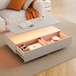 Modern White Rectangular LED Lights Coffee Table With 2 Drawers In 47.2