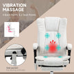 Massage Office Chair With 6 Points And Heat, Reclining Computer Chair With Adjustable Height And Footrest, White