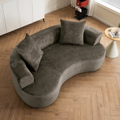 Moon Shaped Sofa, Modern Sleeper Cat Waist Sofa With Deep Seat, Non Assembly Sponge Compression Sofa