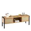 54.33  Rattan TV Cabinet With Color Light Strip   Double Sliding Doors