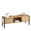 54.33  Rattan TV Cabinet With Color Light Strip   Double Sliding Doors