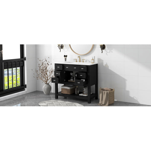 36'' Bathroom Vanity With Top Sink, Modern Bathroom Storage Cabinet With 2 Soft Closing Doors And 6 Drawers, Single Sink Bathroom Vanity