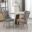 High-end Tufted Solid Wood Contemporary Velvet Upholstered Dining Chair With Chrome Stainless Steel Plating Legs,Nailhead Trim