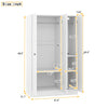 K&K Kitchen Island With Trash Can Storage Cabinet, Kitchen Cart With Drop Leaf, Spice Rack, Towel Ra