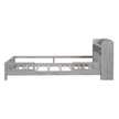 Wood Twin Size Platform Bed With Built-in LED Light, Storage Headboard And Guardrail, Antique Grey