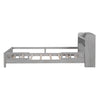 Wood Twin Size Platform Bed With Built-in LED Light, Storage Headboard And Guardrail, Antique Grey