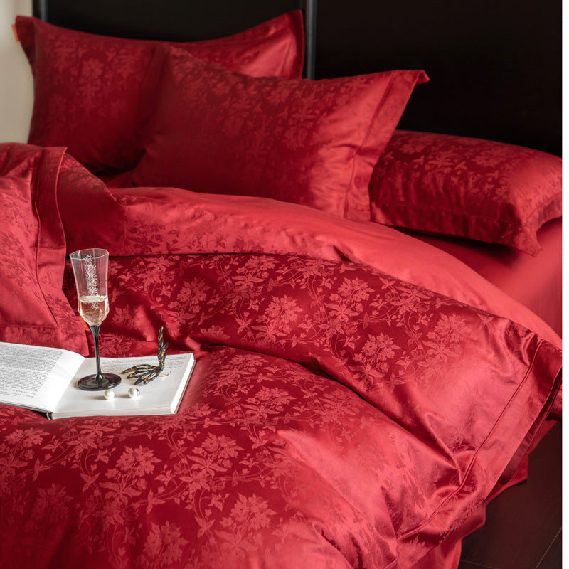 Modern Entry Lux Style Cotton Jacquard Wedding Four-piece Set