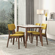 Carlos Dark Yellow Velvet Solid Back Side Chair  Set Of 2  Kitchen Living Room Padded Chairs Armless Design With Solid Wood Legs