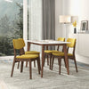 Carlos Dark Yellow Velvet Solid Back Side Chair  Set Of 2  Kitchen Living Room Padded Chairs Armless Design With Solid Wood Legs