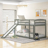 Gray Twin Twin Bunk Bed Convertible Slide Ladder