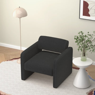 Single Sofa Chair, Upholstered Comfortable Chair With Armrests, For Dining Room Bedroom  Living Room Reception   BLACK 30.9X30.51X30.11
