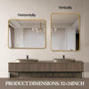 24x32 Inch Gold Metal Framed Rectangular Bathrrom Mirror For Wall.