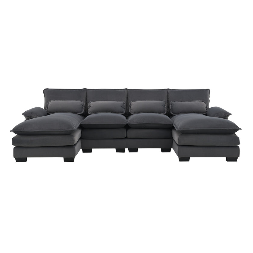 New Modern U-shaped Sectional Sofa, 6-Seat With Waist Pillows 109.8 55.9