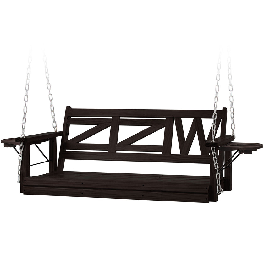 Wooden Outdoor Porch Swing With 2-Seat