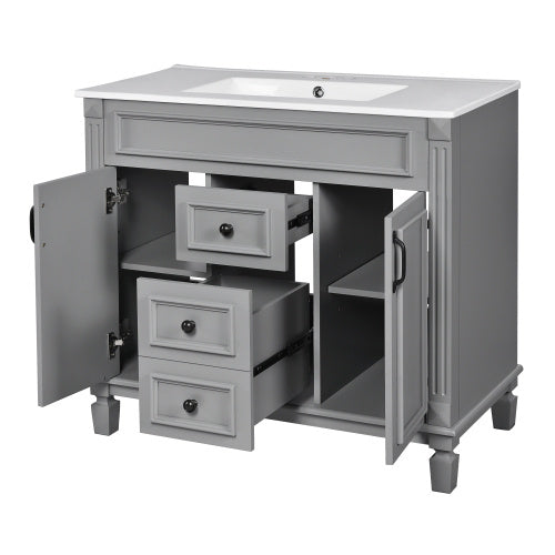 36'' Bathroom Vanity With Top Sink, Modern Bathroom Storage Cabinet With 2 Soft Closing Doors And 2 Drawers, Single Sink Bathroom Vanity