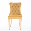 A&A Furniture,Nikki Modern, High-end Tufted Solid Wood Contemporary Velvet Upholstered Dining Chair With Golden Stainless Steel Plating Legs,Nailhead Trim,Set Of 2,Gold, SW1601GL