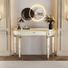 47 Half  Moon Mirrored Console Table With Fluted Glass  Crystal Knob Drawer  Silver Entryway Vanity Desk For BedroomDressing RoomGold Sliver
