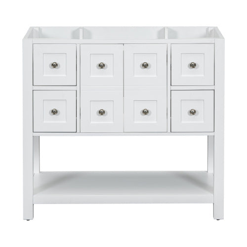 36'' Bathroom Vanity Without Sink,Free Standing Vanity Set With 4 Drawers& Soft Closing Doors,Solid Wood Frame Bathroom Storage Cabinet Only