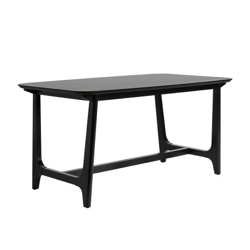 Mid-Century Modern Dining Table With Trestle Base, Black Ash Veneer