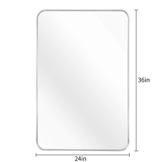 24x36 Inch Silver Metal Framed Rectangular Bathrrom Mirror For Wall