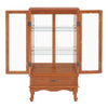 Lighted Glass Cabinet Glass Wine Cabinet Curio Display Cabinet With Adjustable Glass Shelves 2 Doors And 1 Drawer Cabinet Bulb Included OAK