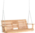 Wooden Swing Bench Heavy Duty Steel Chains 59 W X 29.5 D High Backrest, 440lbs Capacity, Natural