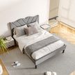 Modern Platform Bed Frame With Upholstered Headboard & Wooden Slats - No Box Spring Needed, Easy Assembly, Grey