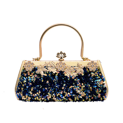 Metal Handbag With Diamond Banquet Clutch