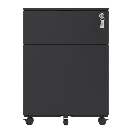 2 Drawer Mobile File Cabinet With Lock Steel File Cabinet For LegalLetterA4F4 Size, Fully Assembled Except For Wheels, HomeOffice Design, Black