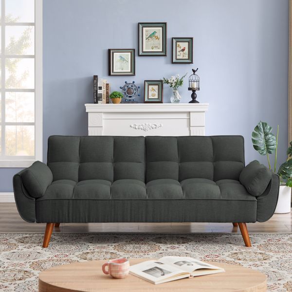 Newly Designed Linen Sofa Furniture With Adjustable Backrest And Easy Assembly Lounge Chair - Dark Gray