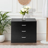 3 Drawers Bedside Table Black
