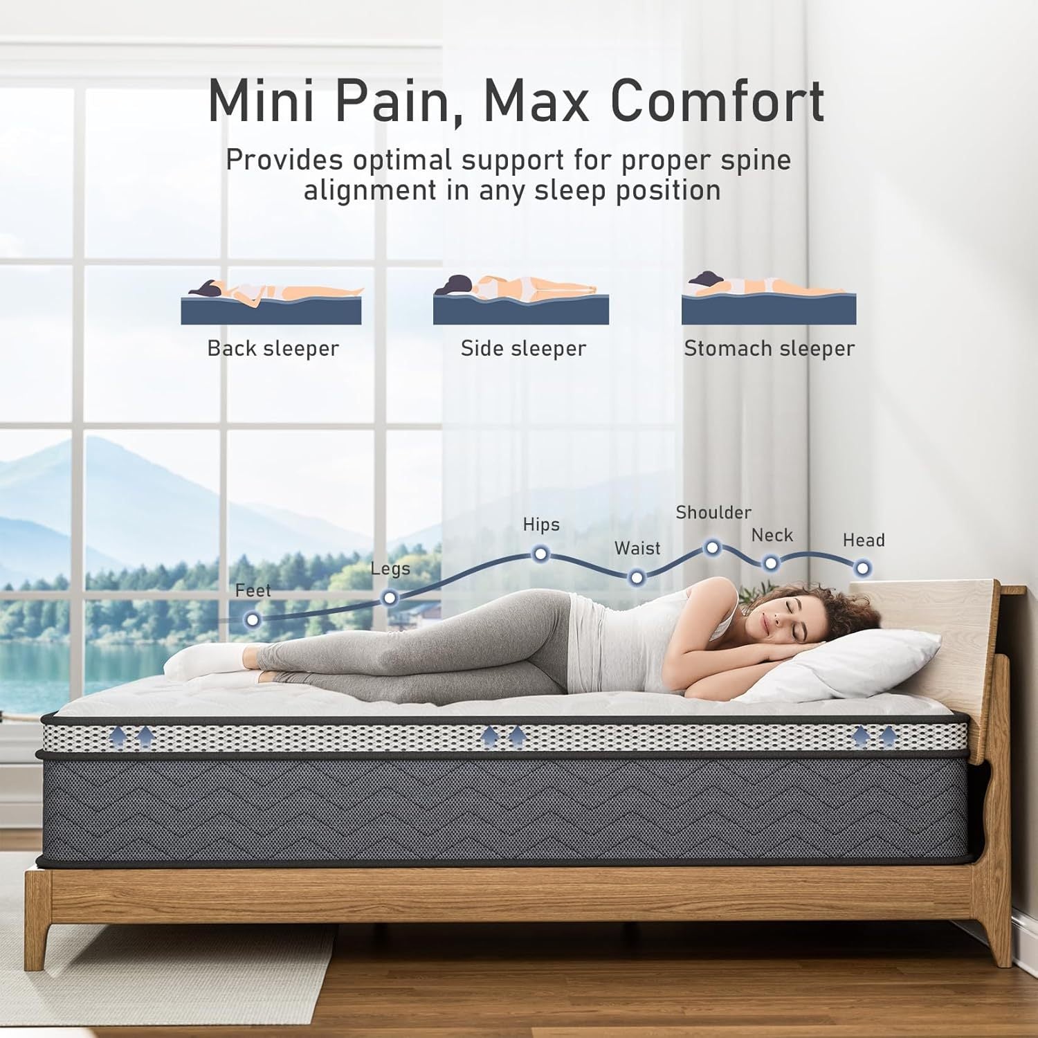 Twin Hybrid Innerspring Mattress, Plush Mattress Foam Spring Mattress, Single Bed Mattress In Box With Stress Relief,  Double Mattress With Medium Firmness