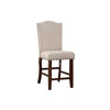 Classic Cream Upholstered Cushion Chairs Set Of 2pc Counter Height Dining Chair Nailheads Solid Wood Legs Dining Room