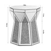 Drum Style Coffee Table With Mirror Crystal Inlay, Polygonal Silver Decorative Table, Modern Design Luxury Modern Furniture, 20 Inch  About 50 Centimeters  Low Coffee Table, Suitable For Living Room