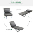 Convertible Sofa Bed 5 Position Folding Sleeper Chair Pillow Steel Frame Dark Grey