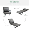 Convertible Sofa Bed 5 Position Folding Sleeper Chair Pillow Steel Frame Dark Grey