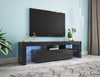 Modern Black TV Stand, 20 Colors LED TV Stand W Remote Control Lights