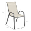 Set Of 4 Outdoor Dining Chairs, Stackable Patio Chairs With High Back, Breathable Mesh Seat For Garden Lawn, Beige