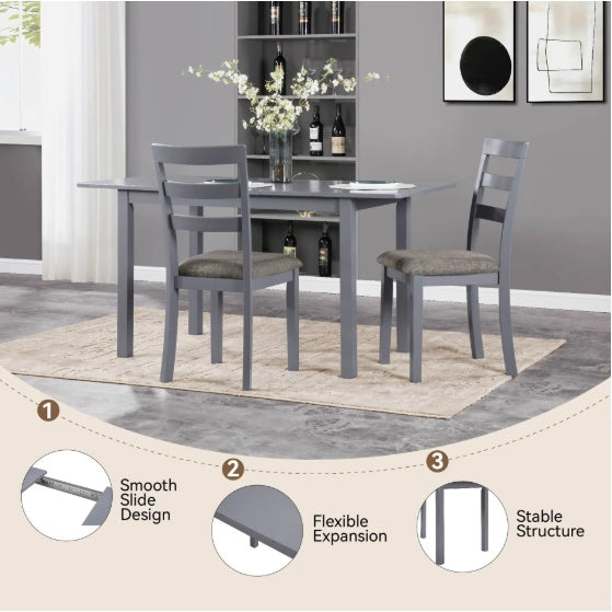 59 Extendable Dining Table, Modern House Dining Room Table For 4-8, Wooden Kitchen Table , Dining Room, Working Office, Home Living Room Furniture For Small Space, Dark Gray