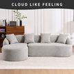 LY-022 GREY COMPRESSION SOFA Combining Chaise Longue With 3-seater, Wood Grain Chenille Fabric, Full Sponge Compression Sofa,combined Sofa With 4 Pillows For Living Home Furniture Apartment