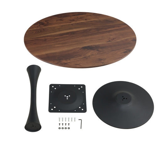 TULIP DINING TABLE ,Dia. 106cm ROUND, Nature Wood, GOLEN LEG 1pc Per Ctn