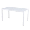 55 Inch White Modern Long Table - Indoor Outdoor Multi-Purpose Dining Table, Patio Table, Garden Table - Lightweight PP Tabletop With Metal Legs For Kitchen, Courtyard, Terrace Gatherings