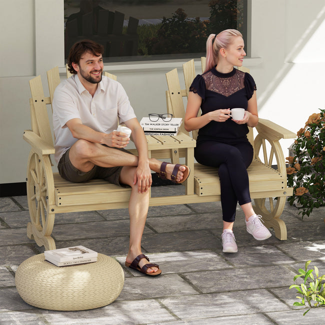 2-Seat Garden Bench with Table