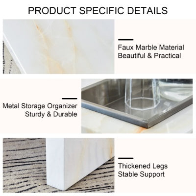 A Modern And Practical Coffee Table With Imitation Marble Patterns, Made Of MDF Material. The Fusion Of Elegance And Natural Fashion 31.4X 31.4X12