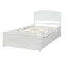 Twin Size Platform Bed With Two Drawers, White