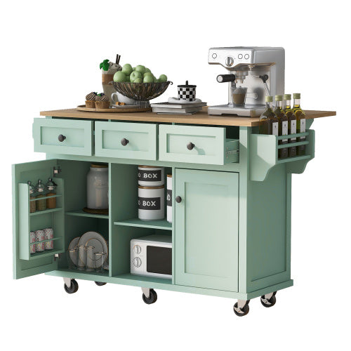Kitchen Trolley With Rubberwood Folding Leaf Countertops