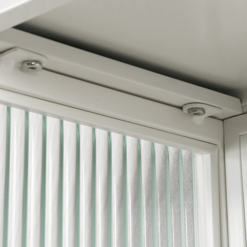 Modern Two-Door Wall Cabinet With Glass Doors And Open Shelf