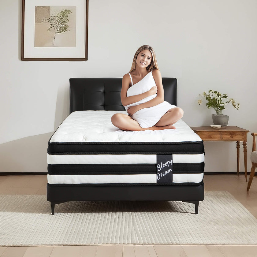 12 Inch Hybrid Mattress Individual Pocket Spring Breathable Memory Foam Knitted Cover CertiPUR-US